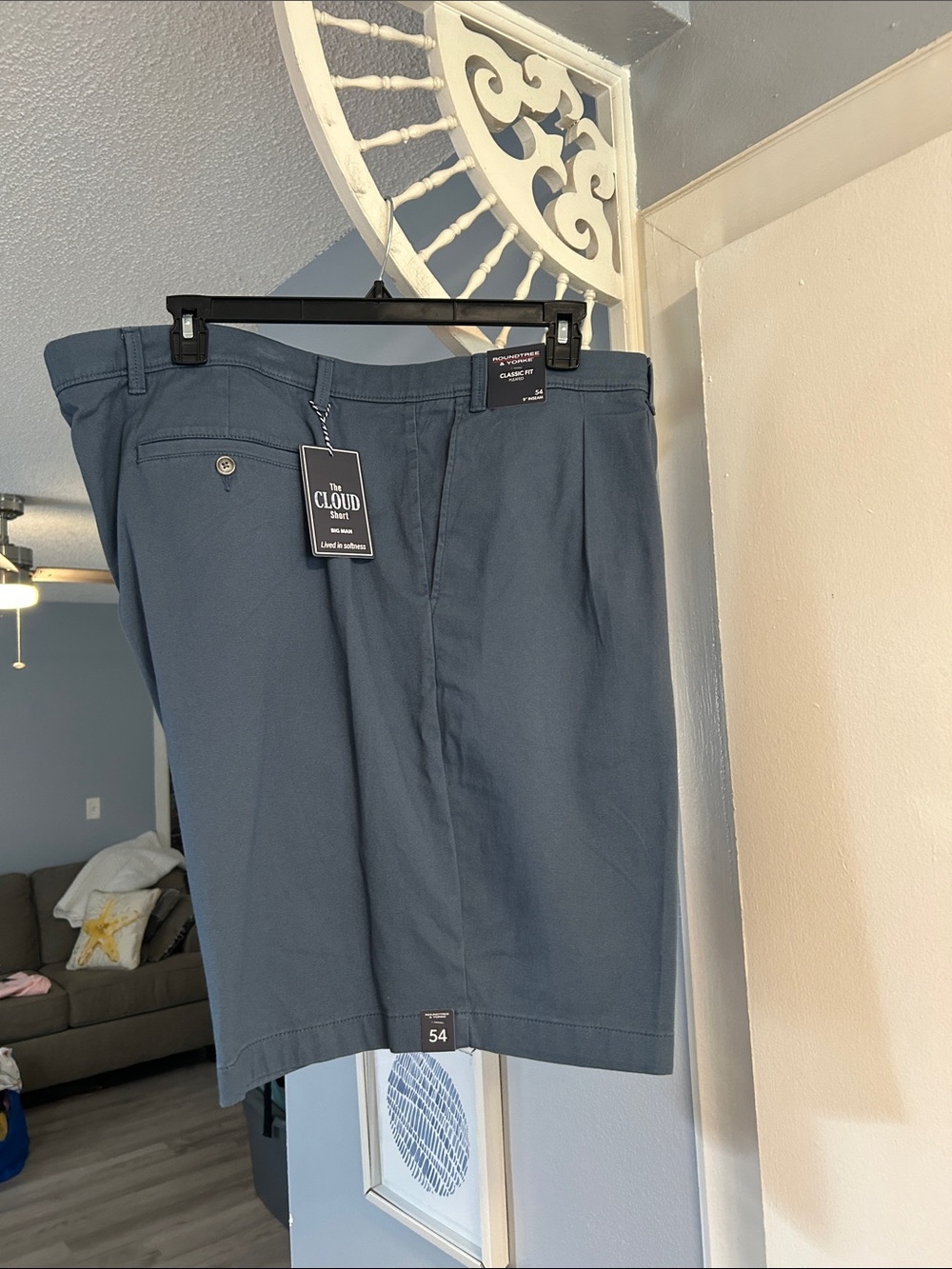 NWT Roundtree & Yorke 9” Seam Men’s Size 54 Vintage Indigo Pleated Front Shorts - Picture 1 of 6
